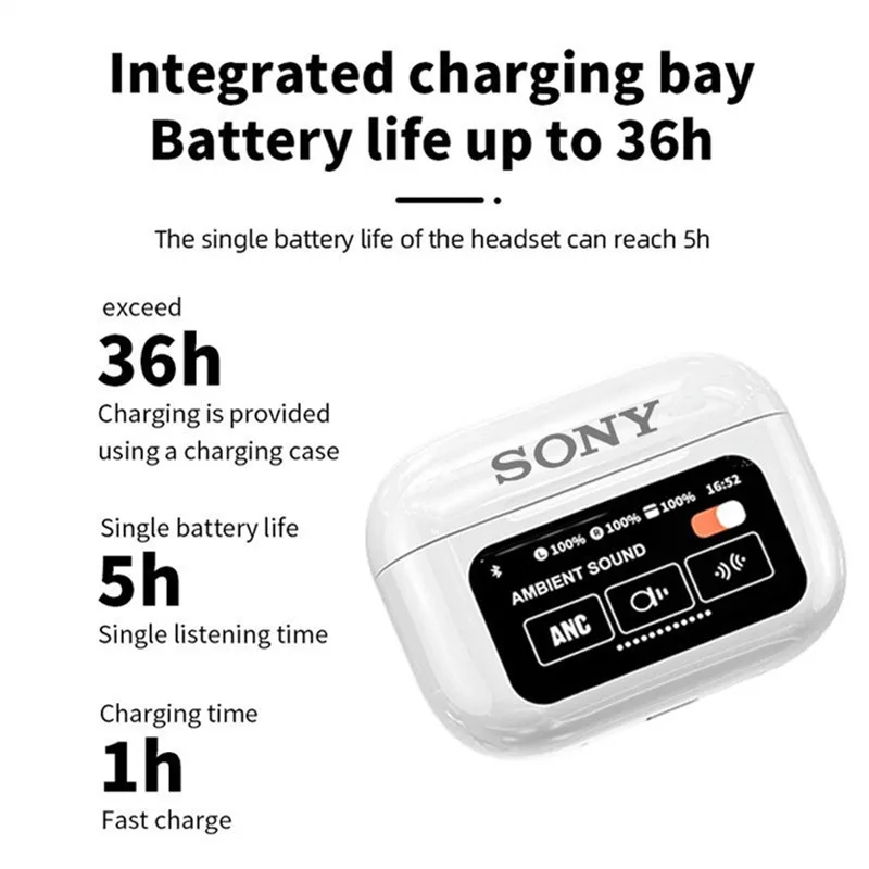 Auriculares AI Sony inalámbricos con Bluetooth, auriculares con traductor AI, 147 idiomas con pantalla táctil, Control por aplicación de comunicación