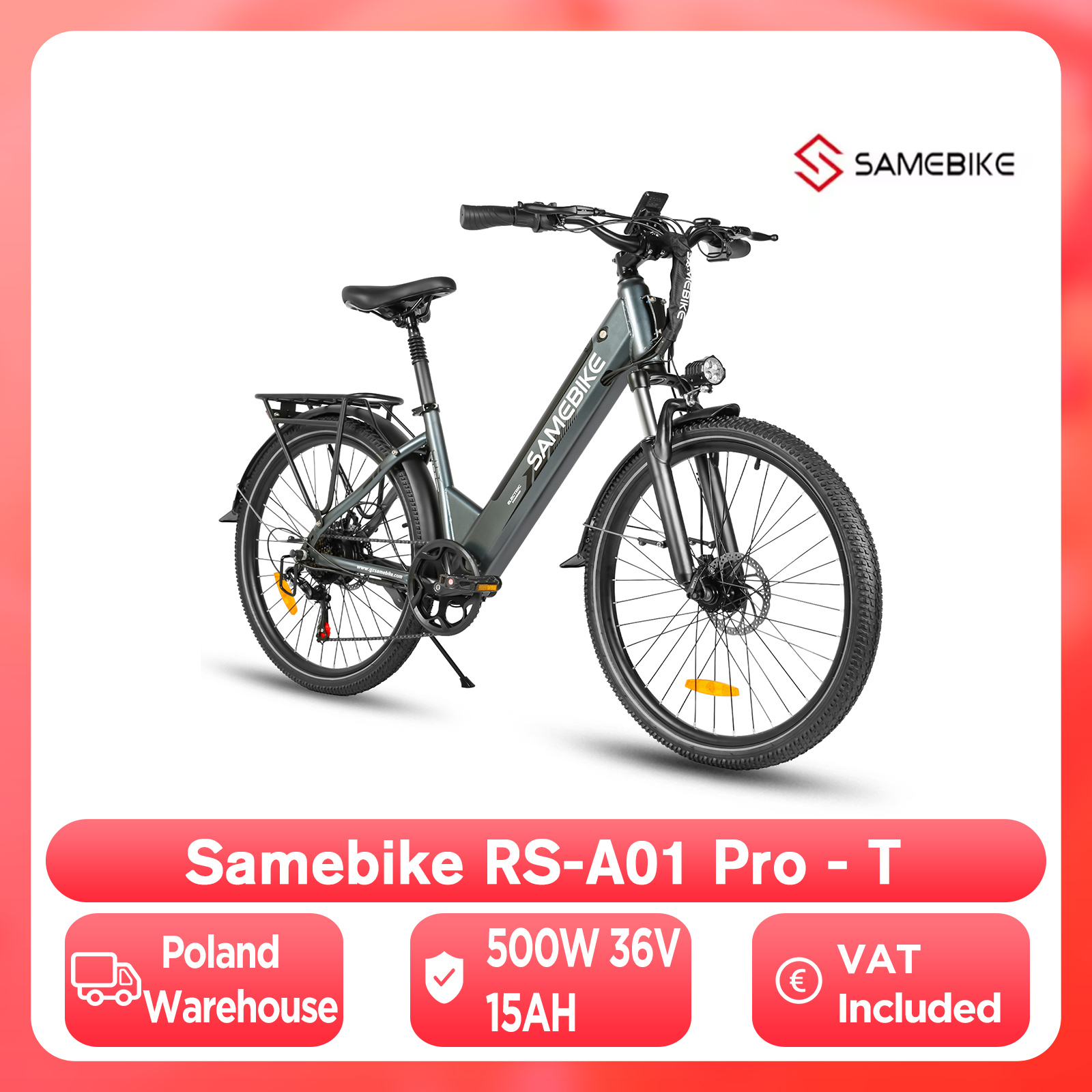 Samebike RS-A01 Pro-T 26Inch Elektrische Fiets Voor Volwassenen Mountainbike 500W 36V 15ah Lithium Batterij Stad E-Bike