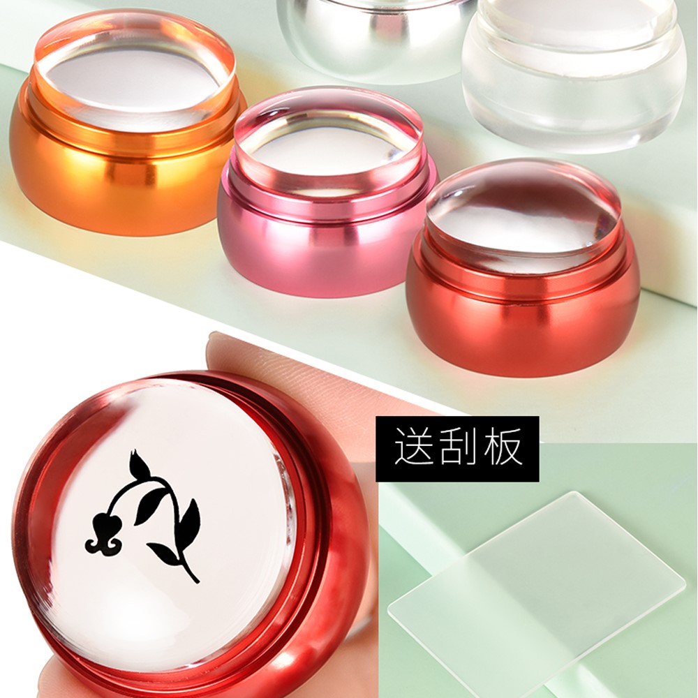 Jelly Silicone Nail Stamper Scraper With Cap Set Nail Templates Stamp For Stamping Polish Printing Manicure Nail Art Stamp Tool