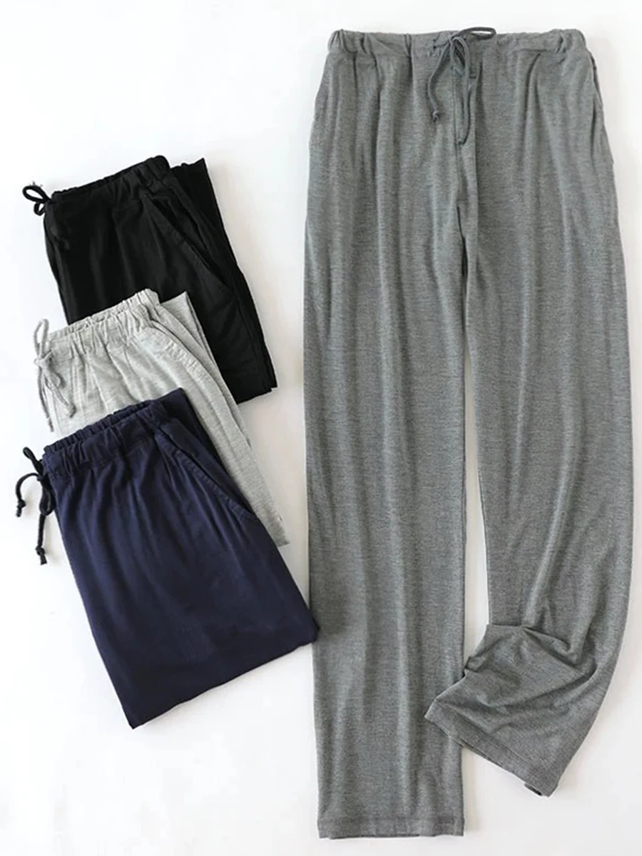 Calças de pijama masculinas primavera e outono soltas tamanho grande verão fino desenho animado casual calças para casa