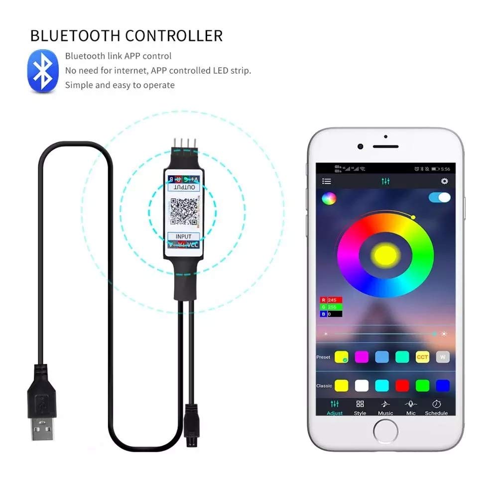 Tira de luces LED DC5V USB RGB 3535 24 teclas cinta Bluetooth con Control remoto lámpara de cambio de Color para decoración de dormitorio de Navidad