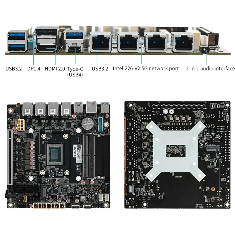 Amd ryzen 7 8845hs 9 7940hs 9-bay nas Motherboard usb4 4 xi226-v 2,5g lan 9xsata 3,0 2x m. 2 nvme pcie x16 2 xddr5 17 x17 itx firewall