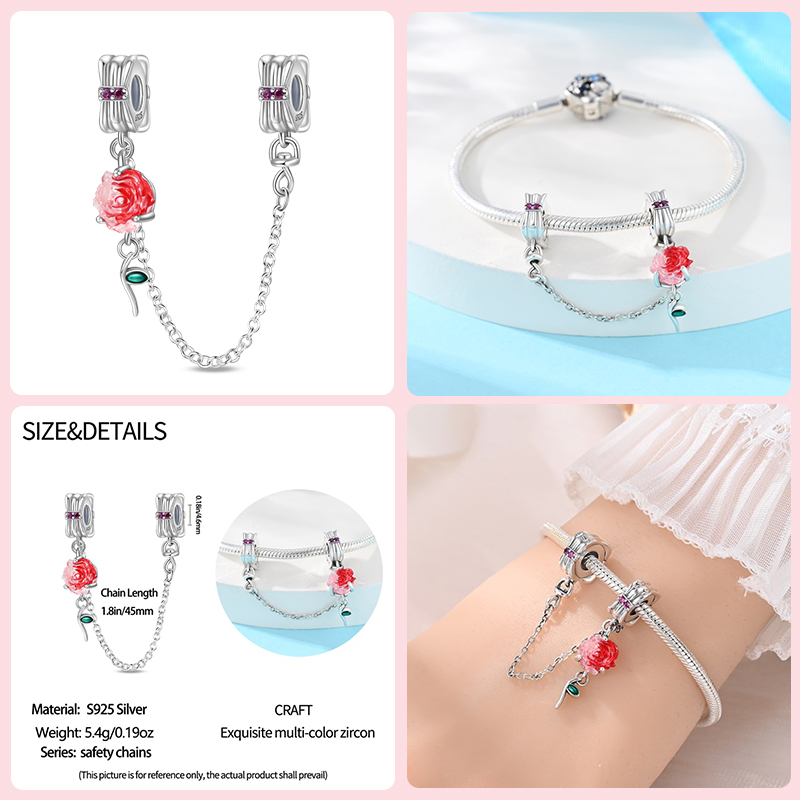 925 Sterling Silver Heart Shaped Keylock Cross Pattern Fantasy Cat Claw Safety Chains Fit Qikaola Original Bracelets DIY Jewelry