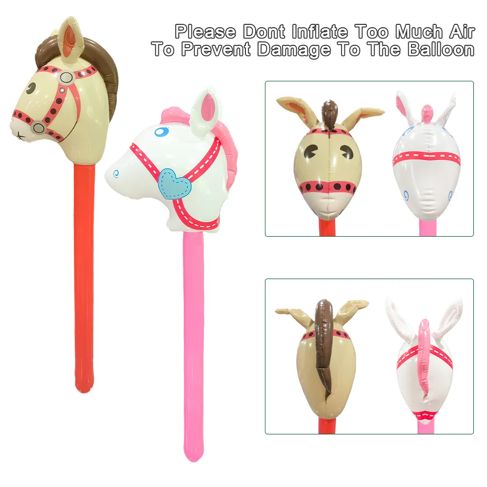 Varas infláveis de cabeça de cavalo, 4 unidades, material pvc, decoração de jogo de festa, varas infláveis, varinha de cabeça de animal festiva
