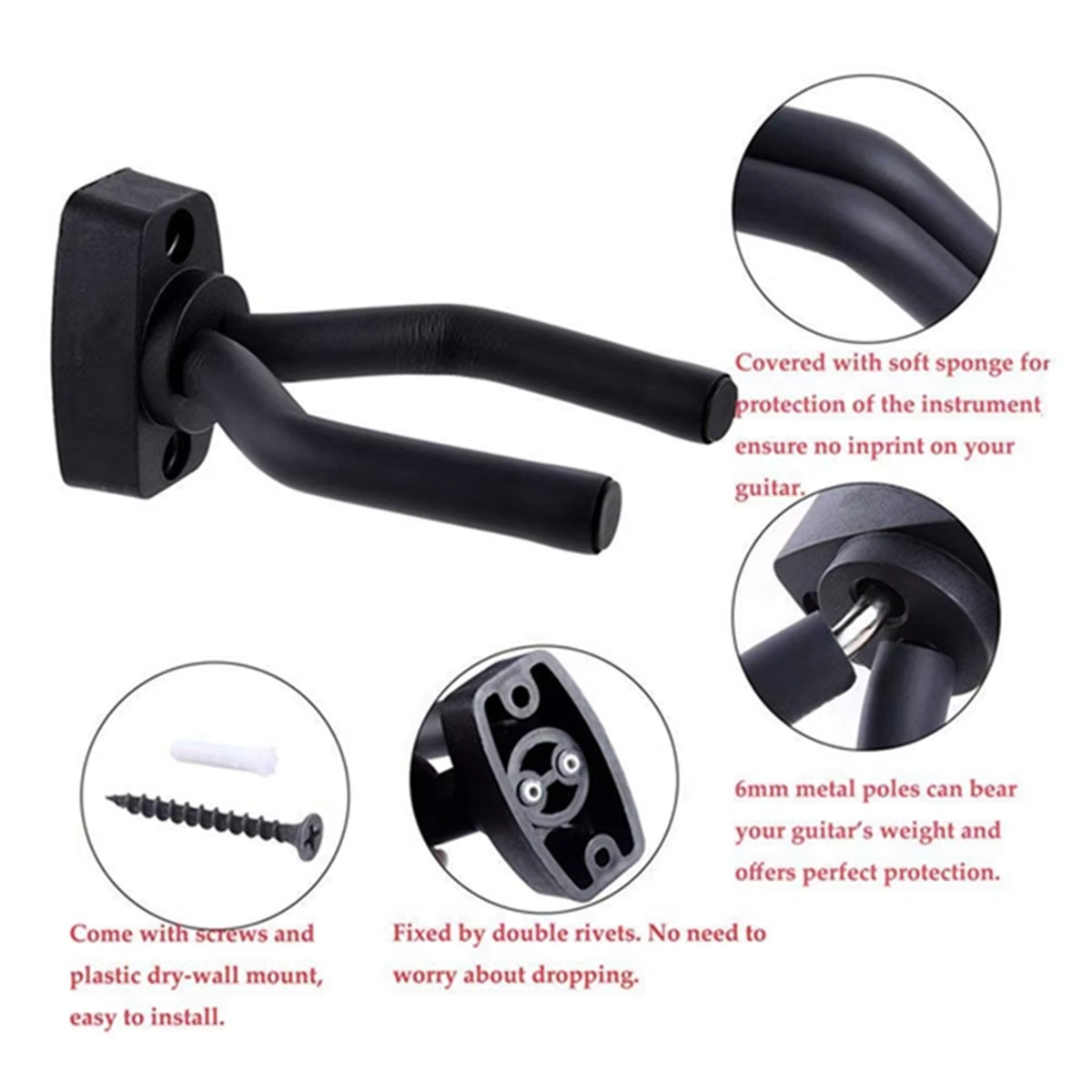 1/2/5/10 pezzi supporto per chitarra supporto da parete parti e accessori display per strumenti domestici ganci per chitarra ganci da parete plettri per chitarra