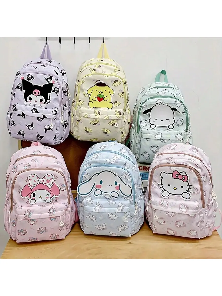 Sanrio Schoolbag Anime Kuromi Cinnamoroll My Melody Pochacco Student Backpack School Bag Large Capacity for Children Girls Boys