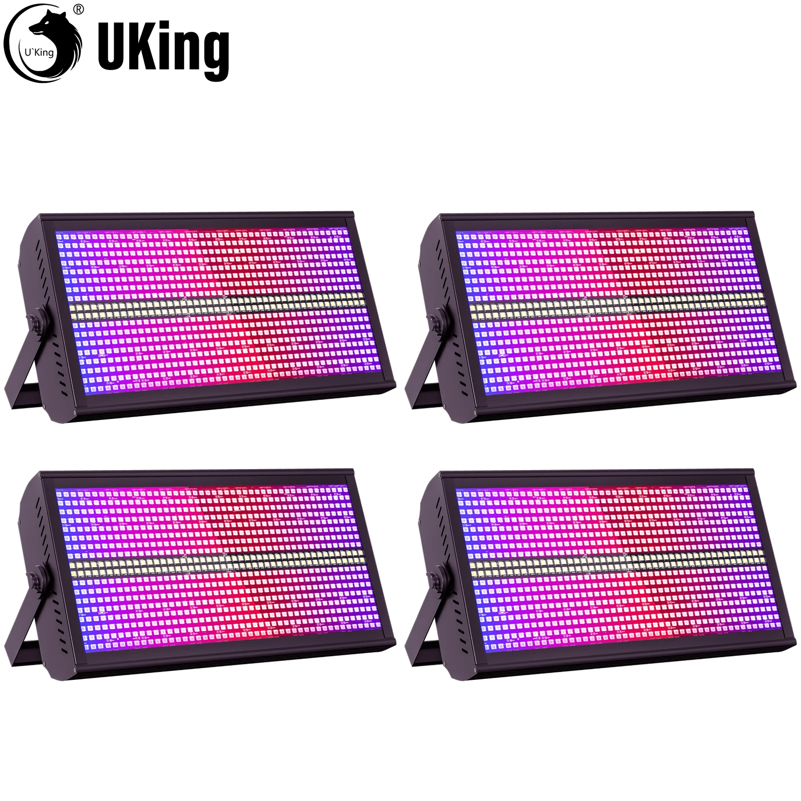 U'King 4 szt. 200W LED RGBW 48+8-segmentowe światła stroboskopowe DMX512 Wash Stage Light Uplight DJ Lights na imprezy Disco Wedding Bar KTV