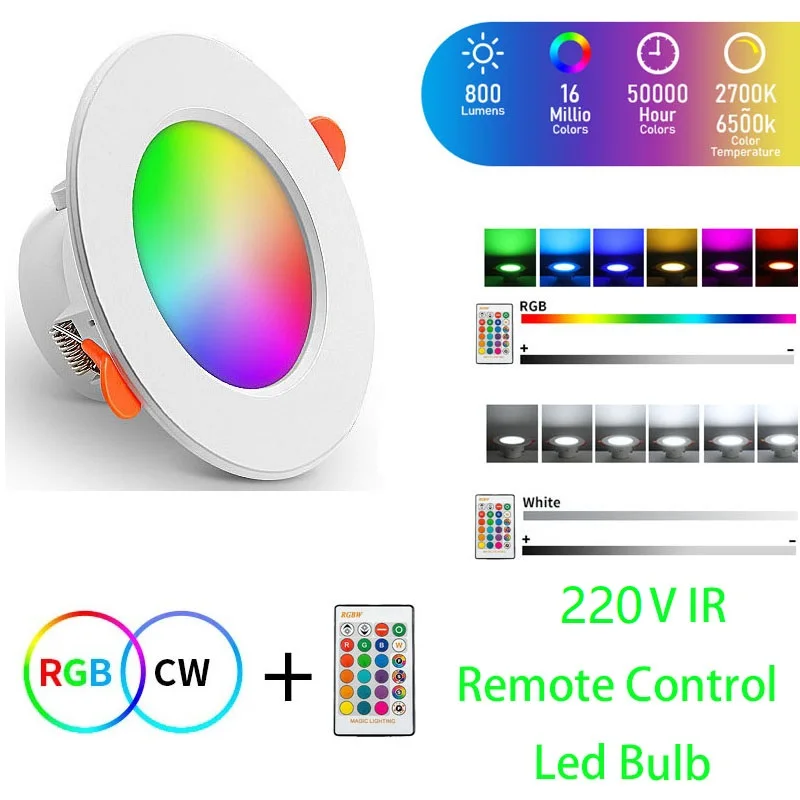Inteligente led downlight 220v 10 15 bluetooth rgb regulável lâmpada do teto rf 2.4g remoto vida inteligente app controle quarto sala de estar