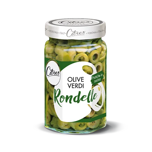 Grüne Oliven in Scheiben geschnitten salzige Rondelle 290g - Citres