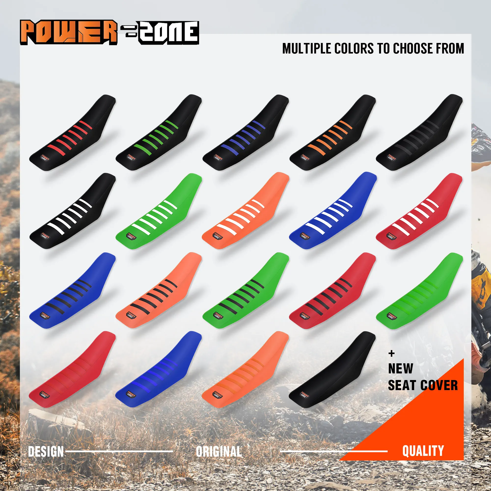 Powerzone capa de assento com pinça canelada, conjunto à prova d'água, proteção antiderrapante, aplicação para sxf exc kxf crf yzf wr tc te