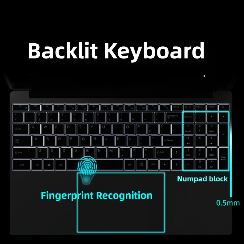 15,6 Zoll IPS Intel N5095 Gaming-Laptops, tragbarer Notebook-Computer, PC, 16 GB, 32 GB, DDR4, 512 GB/1 TB SSD, Windows 11-Tastatur mit Hintergrundbeleuchtung