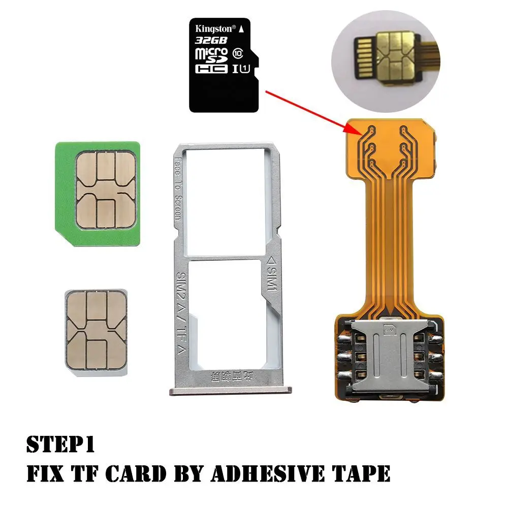 Universal TF Hybrid Sim Slot Dual SIM Card Adapter For Micro SD Extender Nano Cato  Android Phone