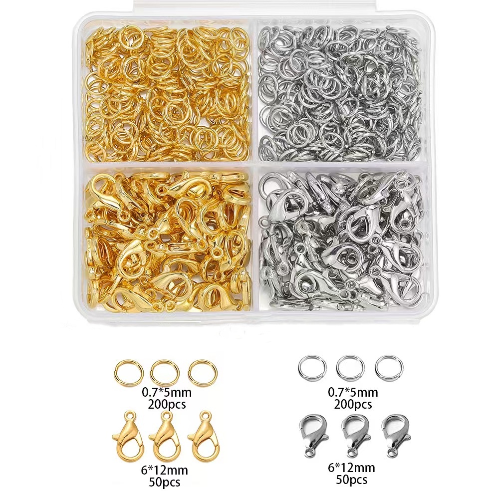 Caixa de ouro prata lagosta fecho aberto anéis de salto para fazer jóias pulseiras colares ganchos corrente fechamento diy acessórios