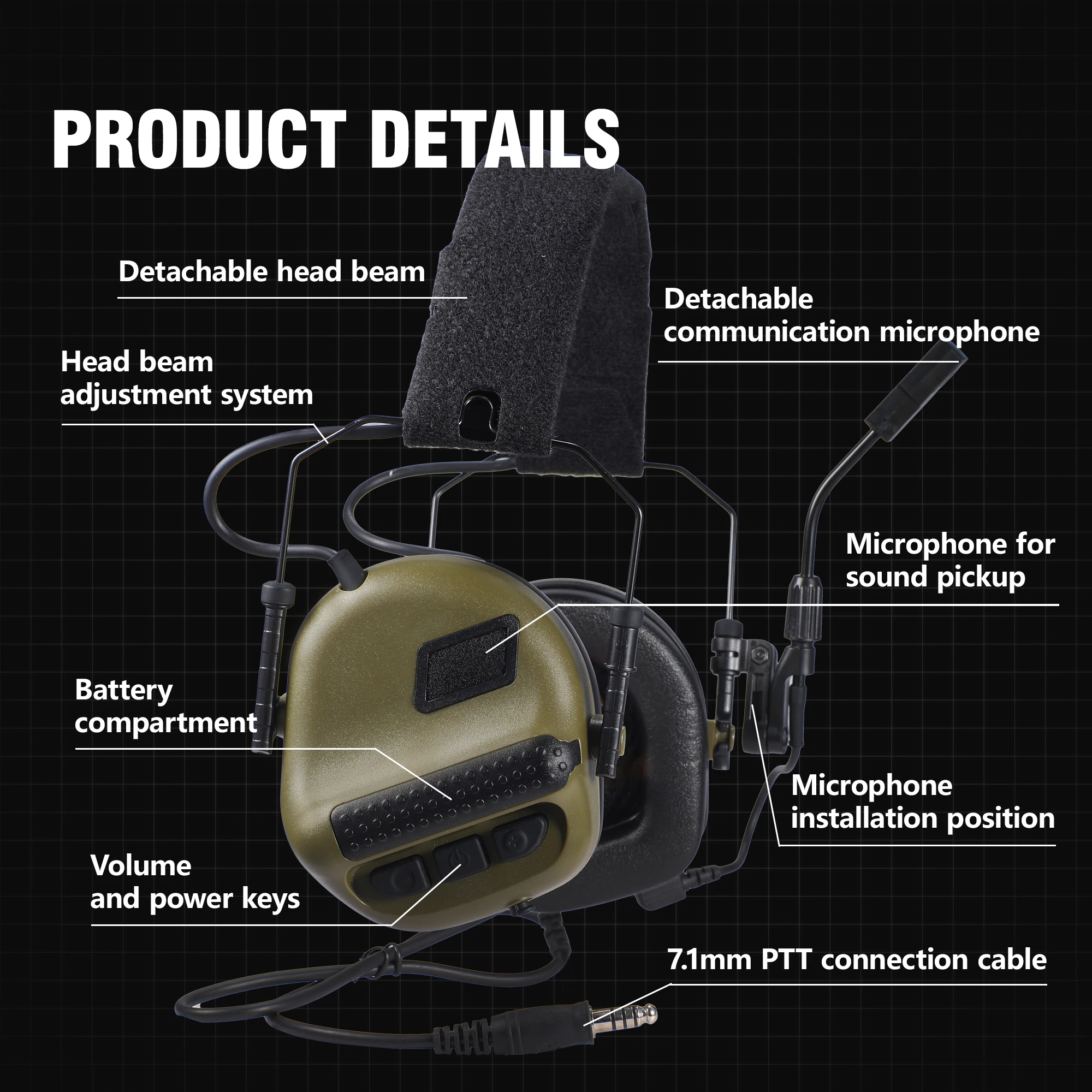 ARM NEXT F10 Tactical Headset Noise Cancelling Hunting & Shooting Headphones with Brackets for Wendy M-LOK/ARC Helmets earmor