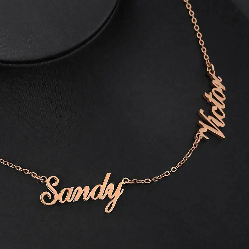 Sherman-Collar personalizado con nombre para mujer, colgante con placa de identificación de acero inoxidable, varios nombres, regalos de joyería