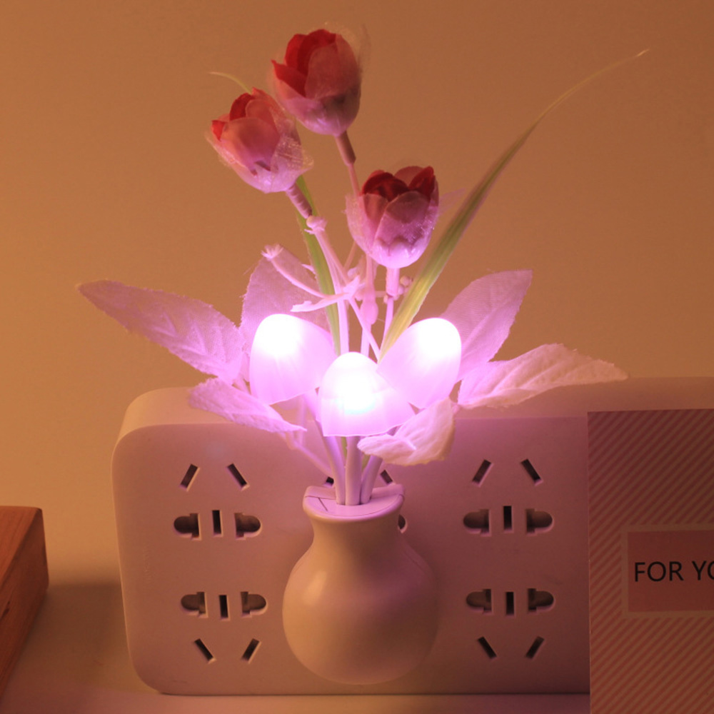 Luz nocturna de setas de 7 colores, lámpara Luminaria de sueño de inducción con enchufe estadounidense/europeo, lámpara LED de seta de 110V/220V, luces nocturnas con Sensor LED