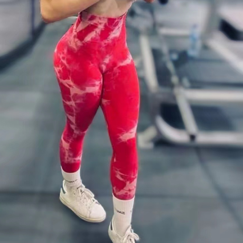 여성 Tiedye 체육관 레깅스 원활한 Mujer 부티 바지를 밀어 스크런치 스포츠 피트니스 높은 허리 운동 요가 레깅스 드롭 선박