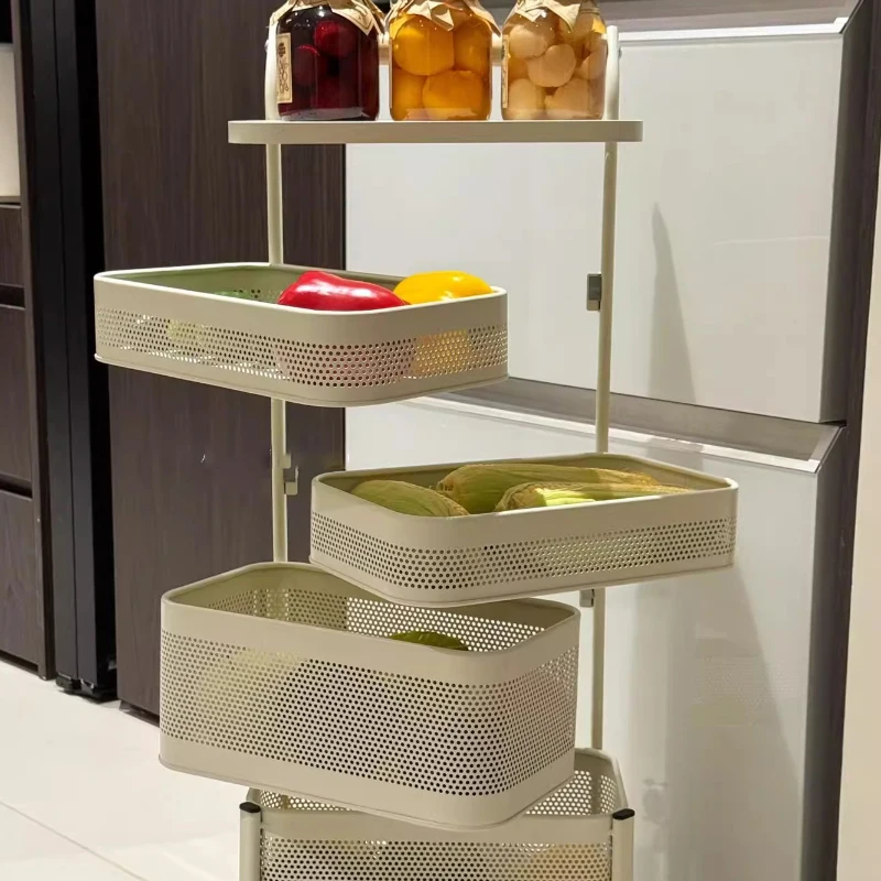 Rotating Multi-functional Storage Rack Household Floor-standing Multi-layer Snack Trolley Trolley Cart Household Furniture
