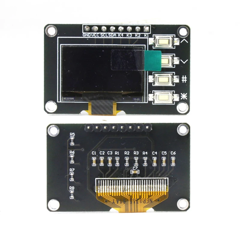 0.96 インチ OLED IIC ホワイト/イエロー ブルー/ブルー 12864 OLED ディスプレイ 4x4 キー I2C SSD1315 LCD スクリーンボード Arduino 用