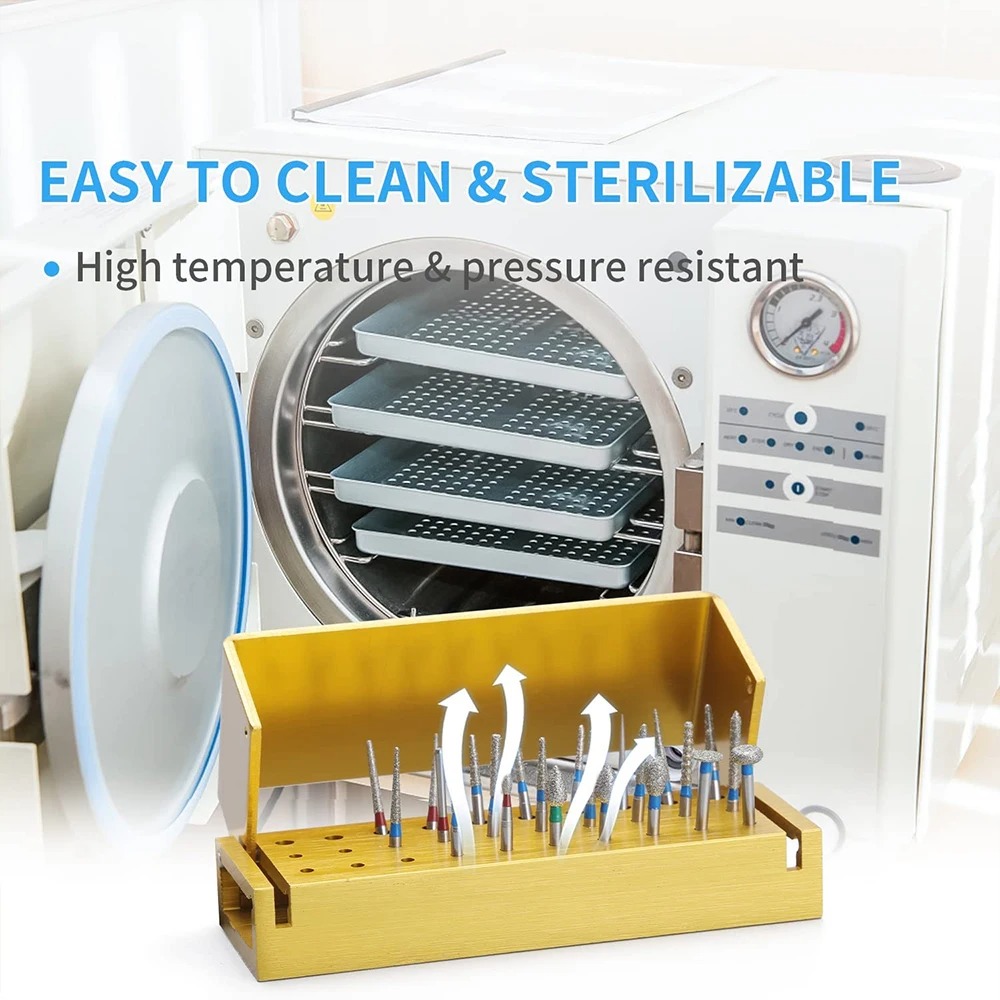 1 stück 30 Löcher Dental Burs Bohrer Desinfektion Block FG Bur Sterilisation Halter Autoklavierbar Aluminium Zahnmedizin Materialien Werkzeuge