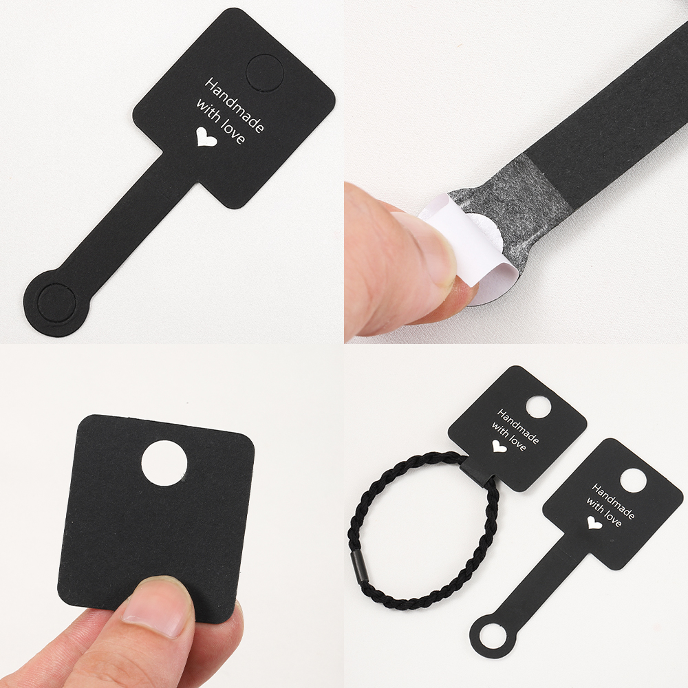 50pcs 4x10cm Self Adhesive Bracelet Display Card Jewelry Holder Cardboard Half-fold Card with Sticker