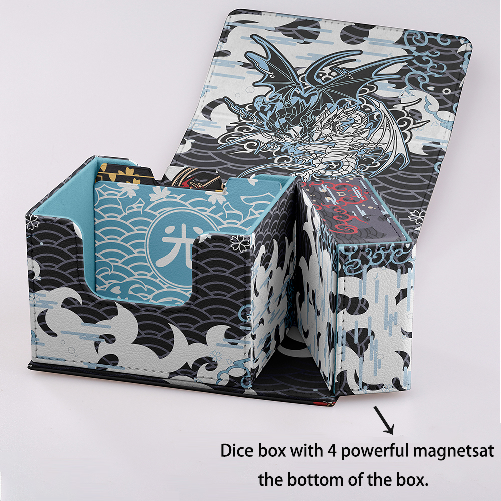 ブルーアイドホワイトドラゴン、デッキボックス100+サイドインサート磁気引き出しボックス、デッキボックスにはレザー2ダイス3個が付属クリスマスギフト