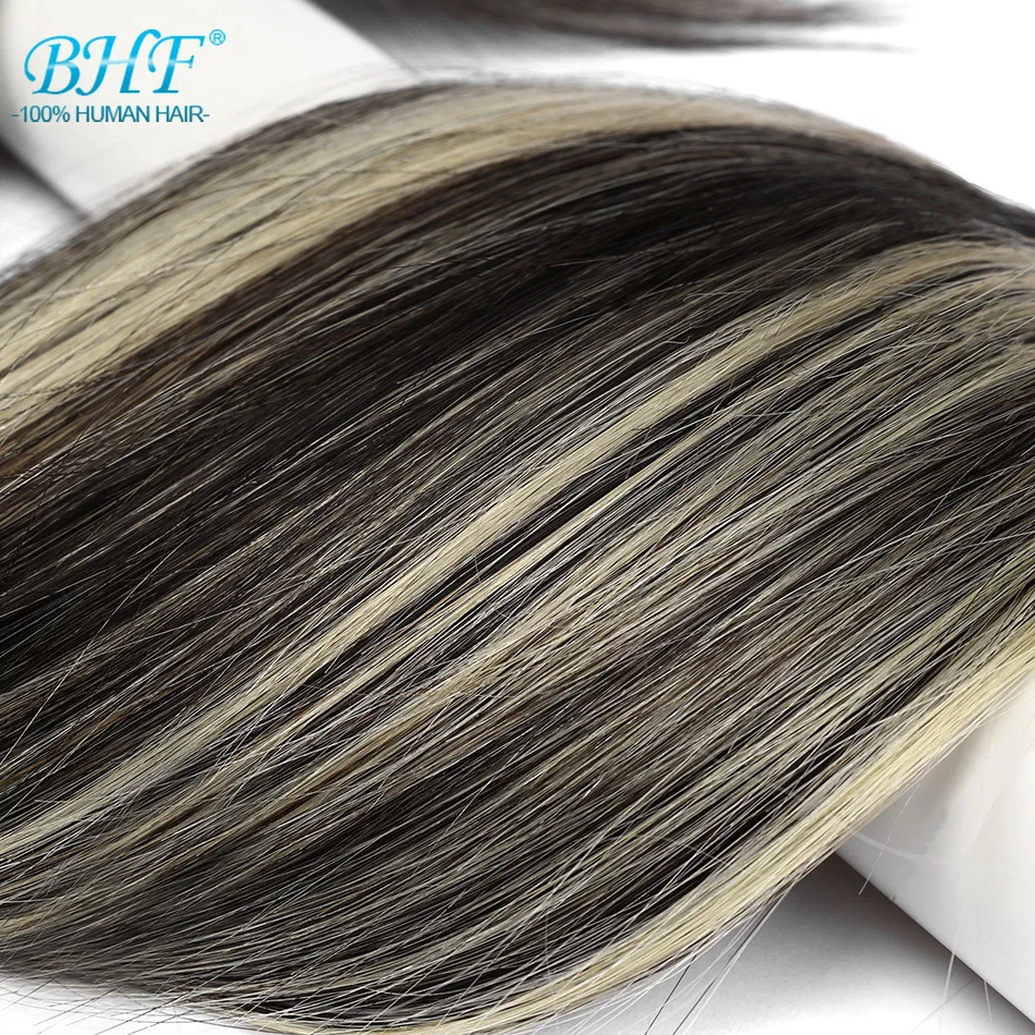 ตรงผมมนุษย์ยุโรป Remy มนุษย์ผมสานเย็บ Weft Extensions ผมธรรมชาติสีน้ําตาลสีบลอนด์ 14 "-28 นิ้ว BHF