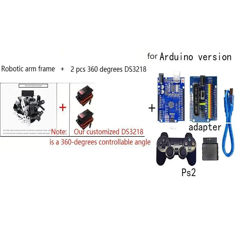 MG996 2 DOF Obrotowy manipulator robota Zestaw mechanicznego gimbala ze stopu metali dla robota Arduino z programowalnym zestawem do samodzielnego montażu Ps2 Control