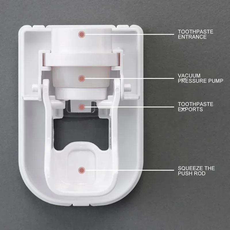 Creative Wall Mount เครื่องจ่ายยาสีฟันอัตโนมัติอุปกรณ์ห้องน้ํากันน้ําขี้เกียจยาสีฟัน Squeezer ผู้ถือแปรงสีฟัน