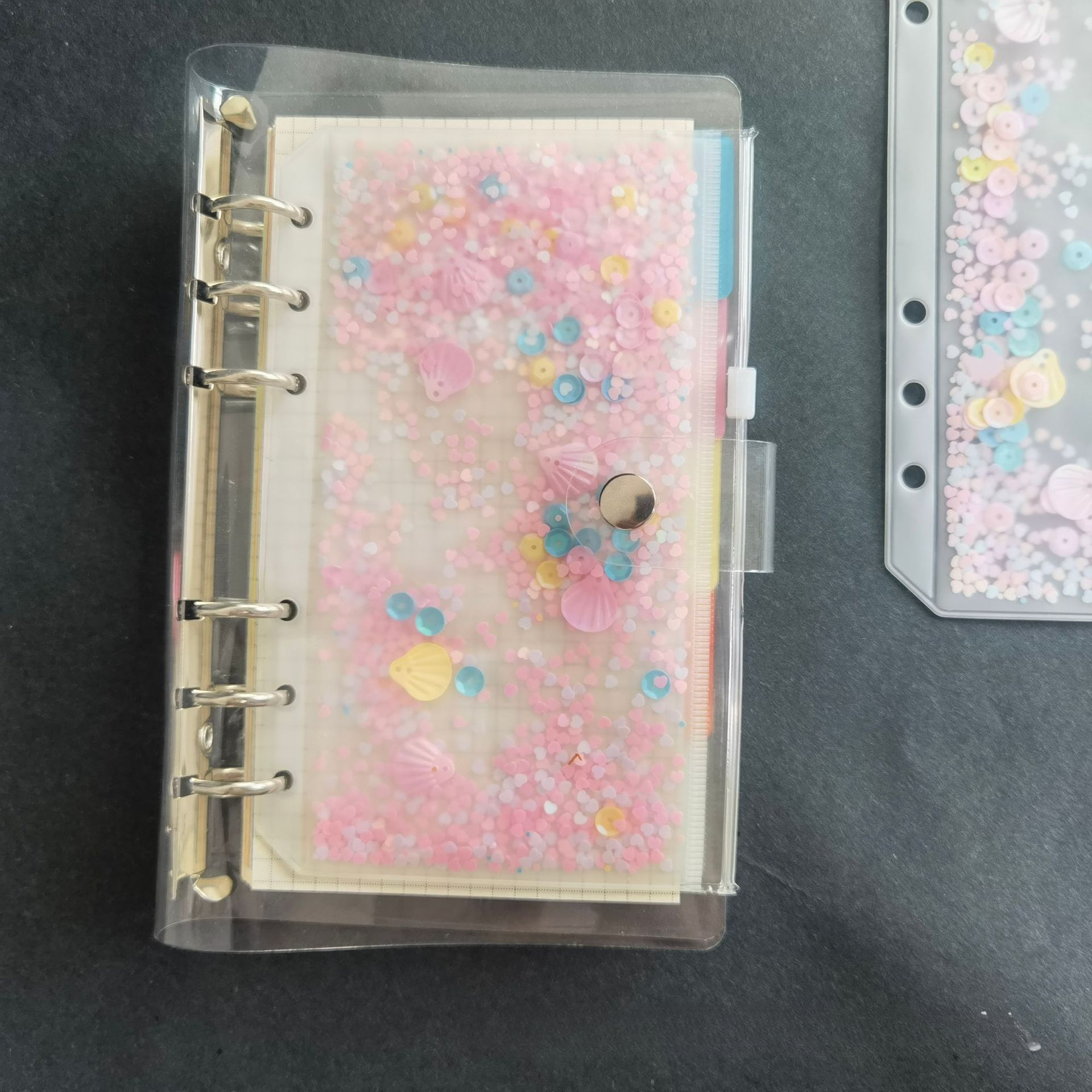 A5 A6 Rosa PVC Reißverschlusstasche Handbuch Aufbewahrung Dokumententasche Informationen Notizblock Visitenkartenbuch Loseblatt