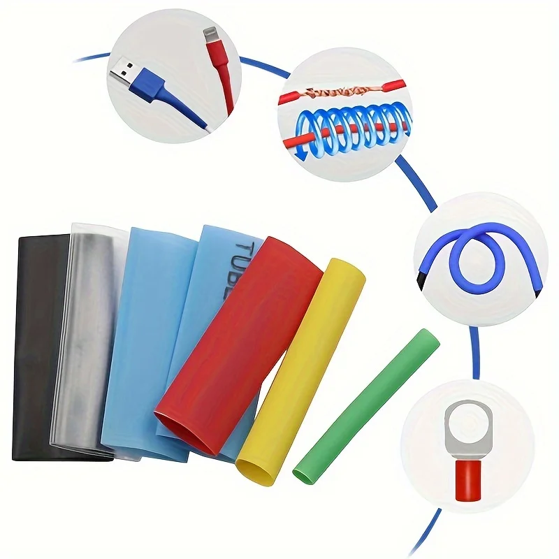 560/580/800 PCS Tubi termorestringenti 2:1, Set di tubi assortimento di avvolgicacce in filo metallico Kit tubi termorestringenti per isolamento elettrico (6 colori)