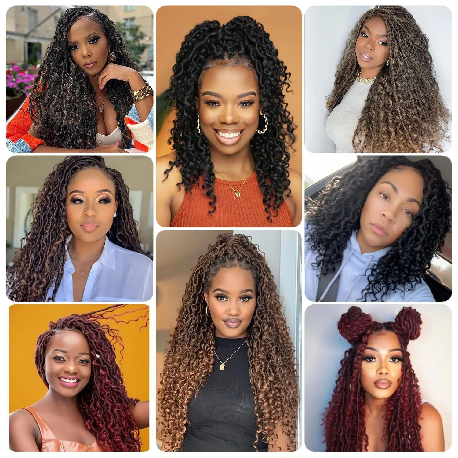 Faux Locs ถักโครเชต์ผม 14 นิ้ว Pre Looped เทพธิดา Locs ผมโครเชต์ Curly สิ้นสุดโครเชต์ต่อผมสําหรับผู้หญิง
