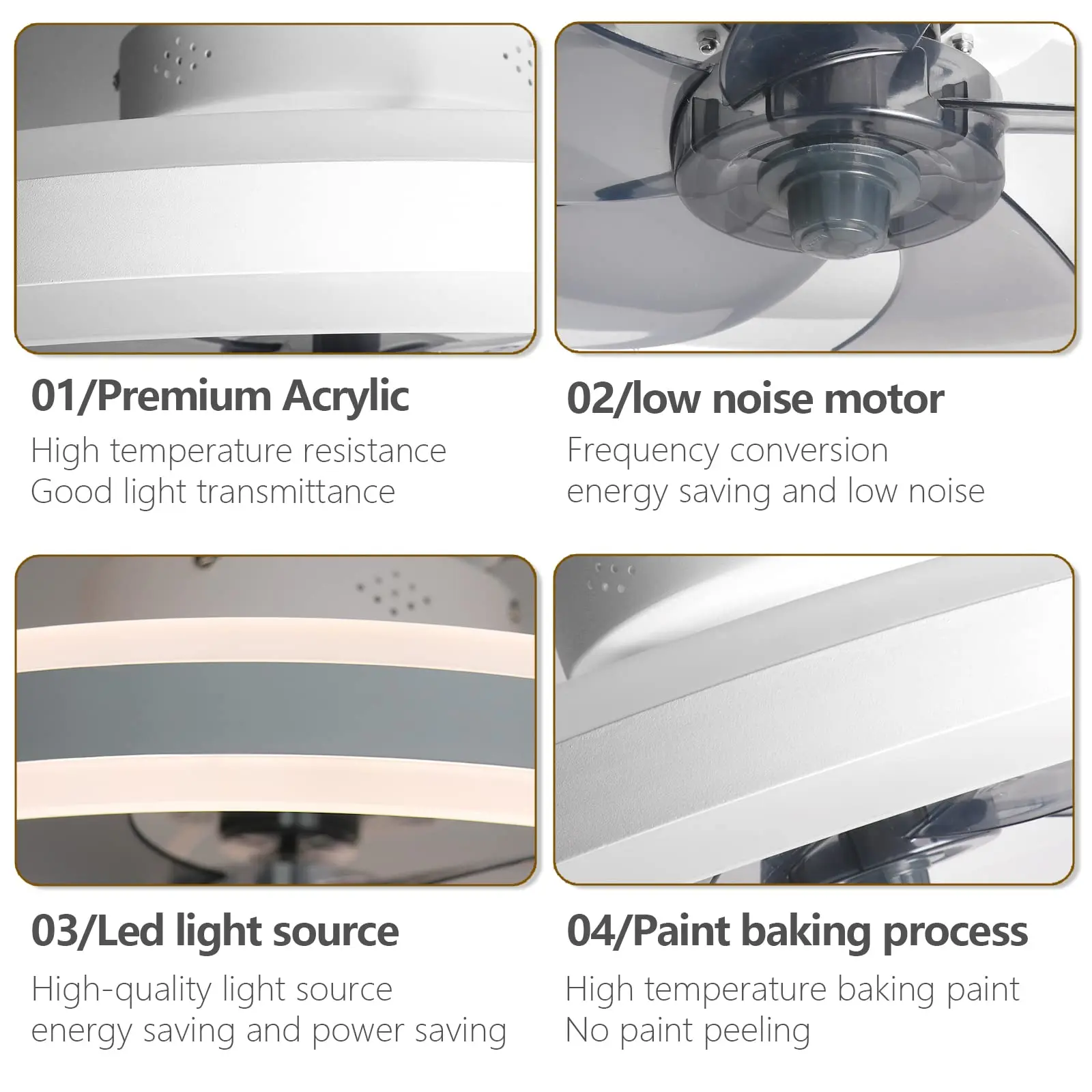 Ventilatori da soffitto reversibili IRALAN con app Lampada da soffitto remota per camera da letto Ventilatore Ceiing con luci a LED Lampadari neri/bianchi 60W