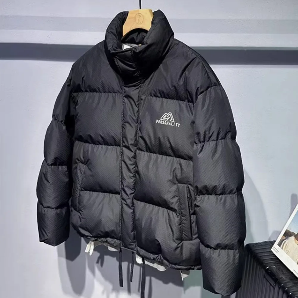 Autumn Winter Stand Up Down Jacket For Men High Street Loose Windproof Keep Warm White Duck Down Jackets And Coats
