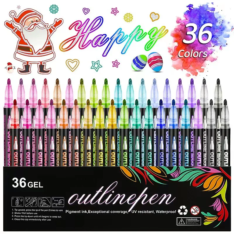 Doppellinien-Konturstift für Kinder, Color Dream Metal, fluoreszierender Handkonto-Stift, Grußkarte, Kinder-Graffiti, farbiger Anzug