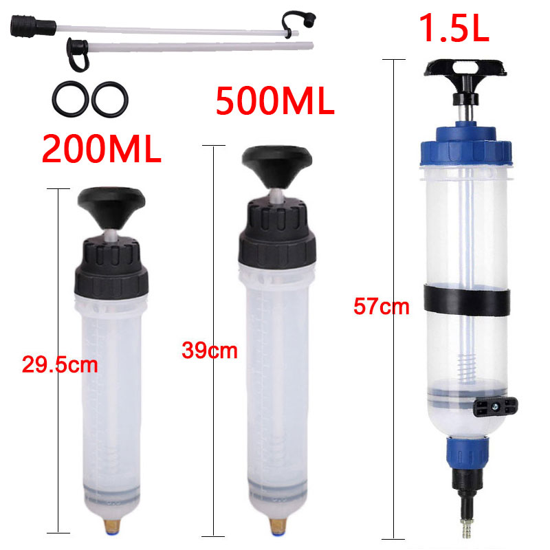 Bomba de fluido de aceite de motor de coche, jeringa de inhalación Manual de vacío eficiente, transferencia de cooolante de motor translúcido de 500cc/1500cc