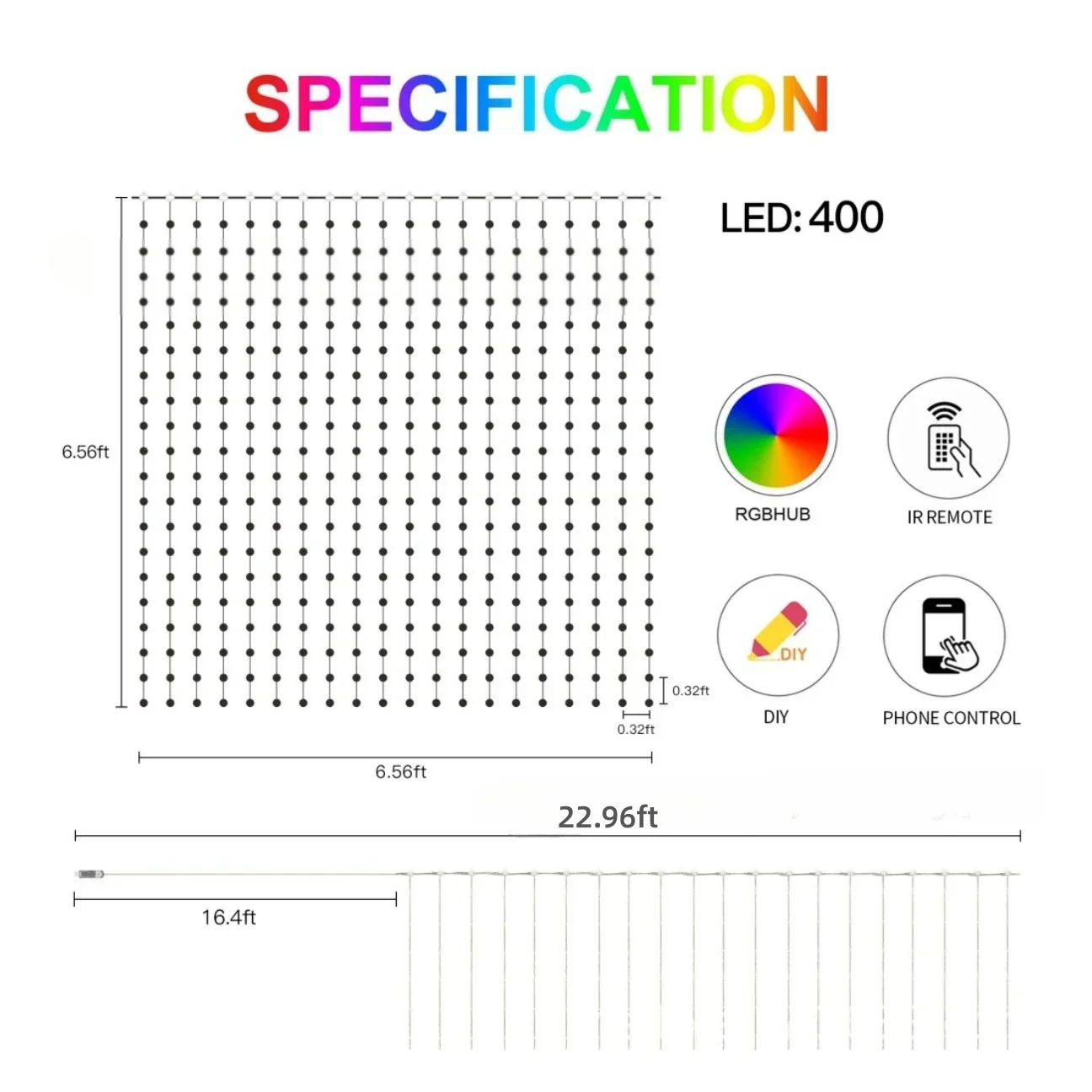 400Led 2*2meter USB Smart APP Curtain Light String DIY Picture Display Music Sync LED String Indoor RGB Fairy Light Party Decor