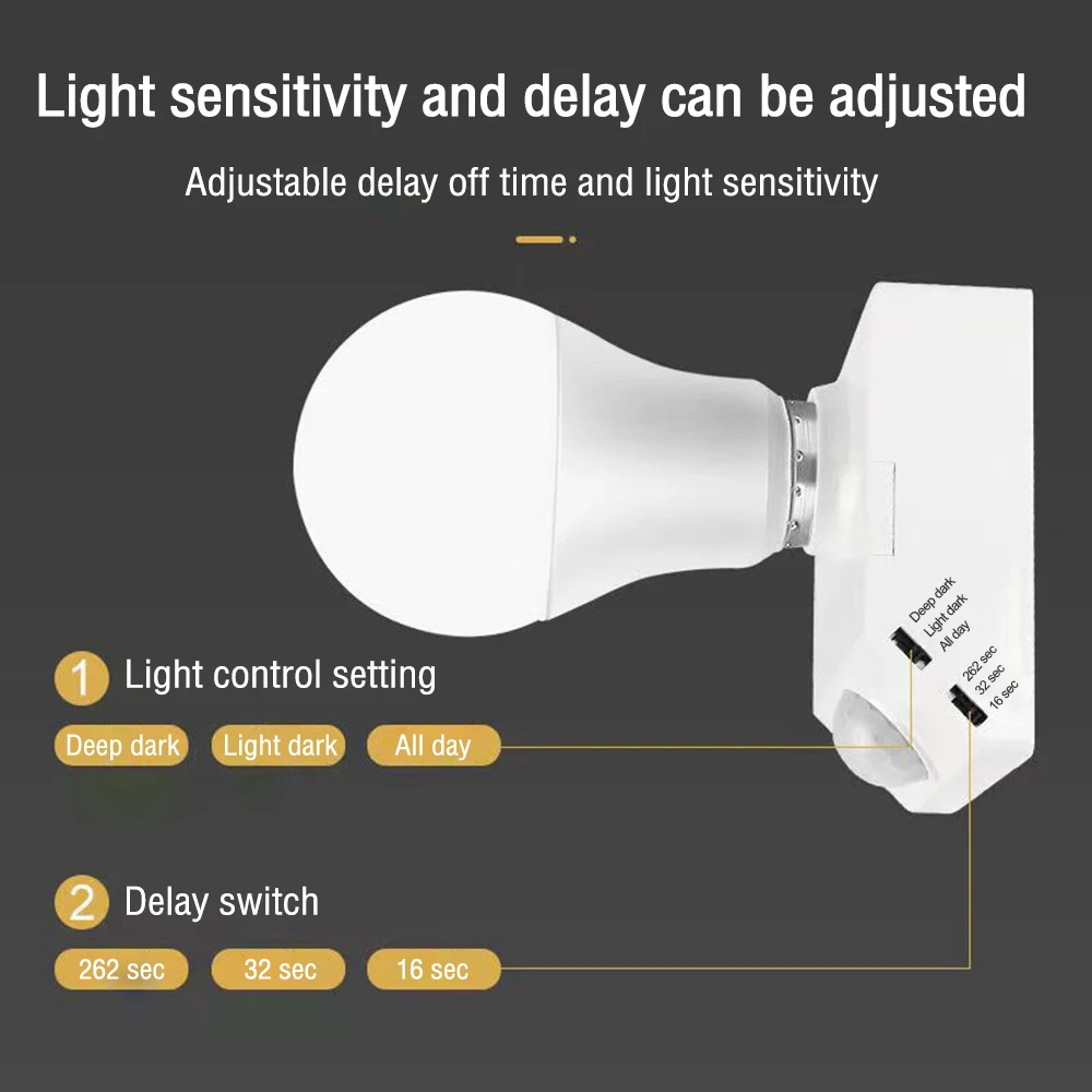 AC110-240V Automatic Human Body Infrared IR Sensor Lamp Holder LED Light E27 Base PIR Motion Detector Wall Lamp Holder Socket