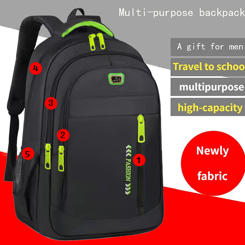 The neutral color backpack for men and women has multiple layers of pockets, suitable for students and business people.