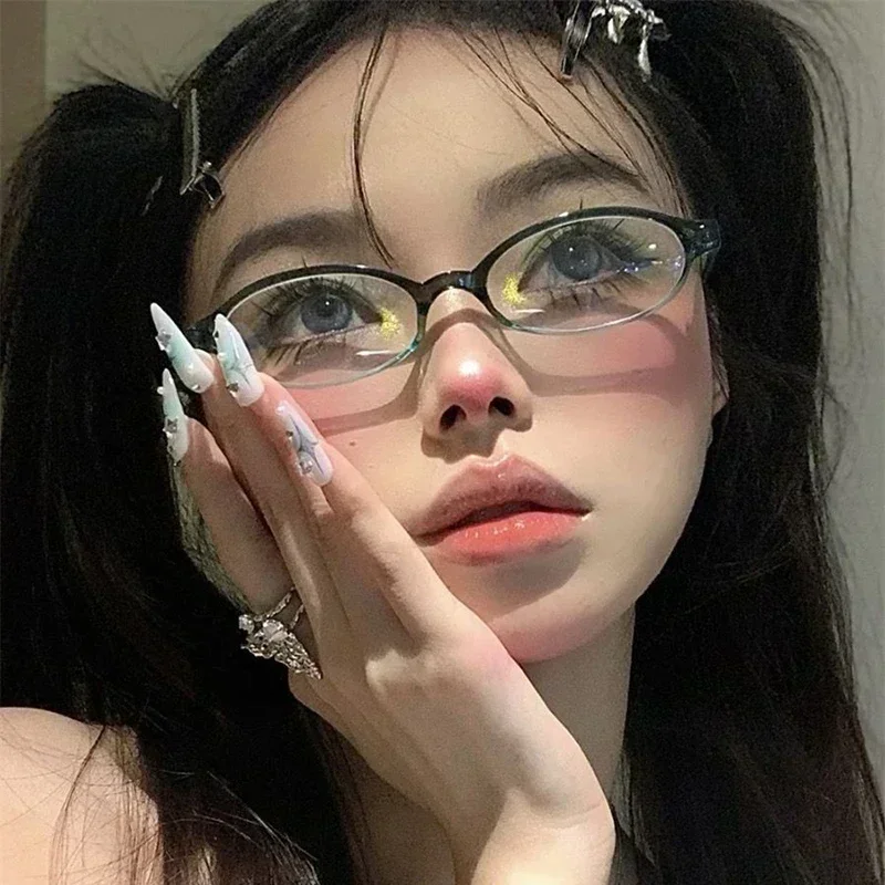 Women Y2K Retro Oval Glasses Small Frame Eyewear Blue Light Blocking Eyeglasses Female Computer Reading Optical Spectacle Óculos