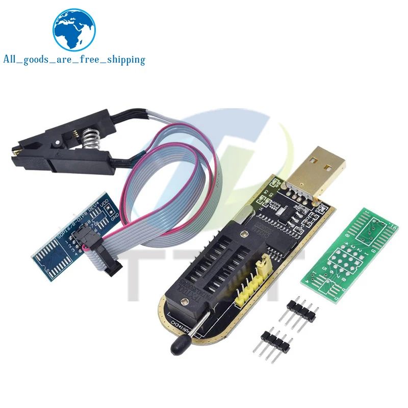 Адаптер программатора CH341A/B + адаптер SOIC8 + зажим SOP8 с кабелем + адаптер 1,8 В CH341A EEPROM Flash BIOS USB-программатор ZIF-адаптер