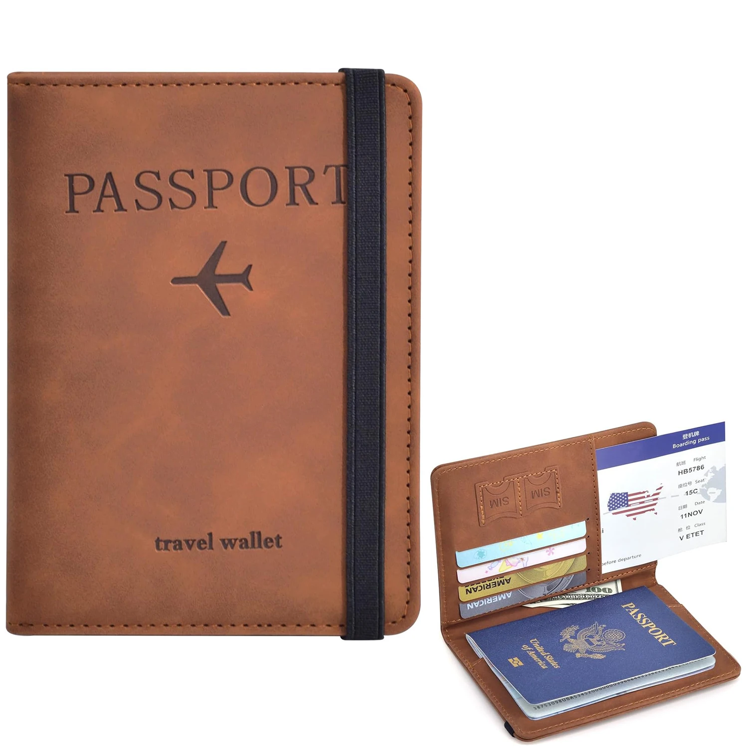 ที่ใส่หนังสือเดินทางสําหรับ Travel Essentials กระเป๋าสตางค์หนังสือเดินทางสําหรับอุปกรณ์การเดินทาง, ที่ใส่หนังสือหนังสือเดินทางสําหรับผู้หญิง/ผู้ชาย
