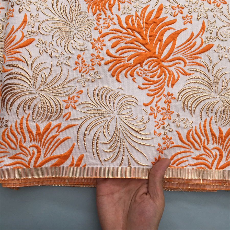 ผ้าผ้า Jacquard และลูกไม้คุณภาพสูง 2025 แอฟริกัน Gilded ลูกไม้ผ้าสําหรับสตรีชุดราตรีเย็บ, 2.5 หลา 4145