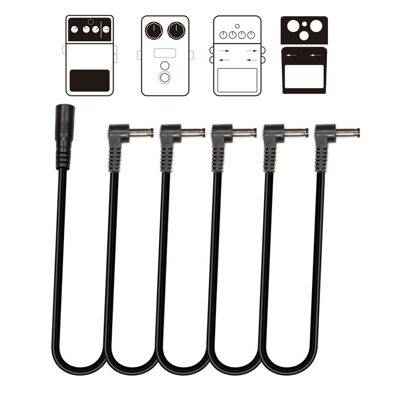 Pedales de efectos de guitarra generales, Cables de cadena de margaritas de alimentación de 5 vías aptos para adaptador de corriente de Pedal de 9V CC, accesorios efectores de guitarra