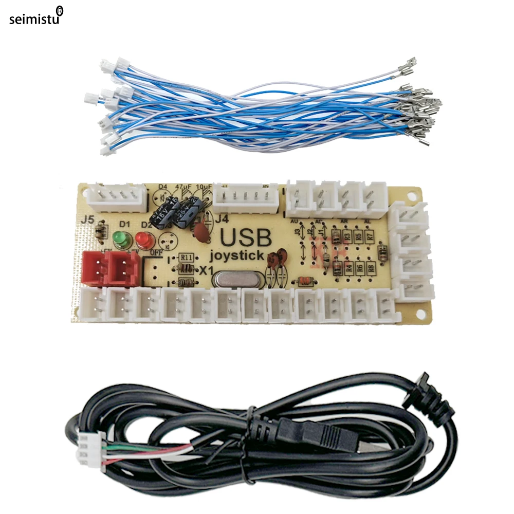 DIY Arcade USB Null Verzögerung Encoder PC zu Joystick Arcade Rocker Platine Steuermodul für PS2 PS3 mit Kabel Druckknopf