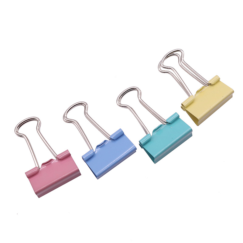 50 Pcs Wholesale Office Supplies Trumpet 19mm Color Binder Clips Dovetail Bills Clip 40 Boxed