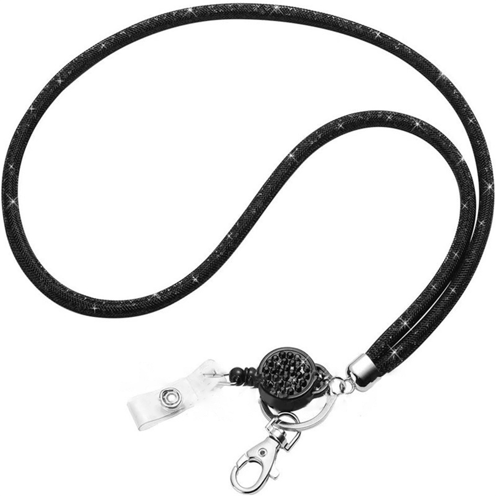 이름 태그 카드 배지 홀더 릴 체인 클립, 목걸이 스트랩, 개폐식 끈 ID