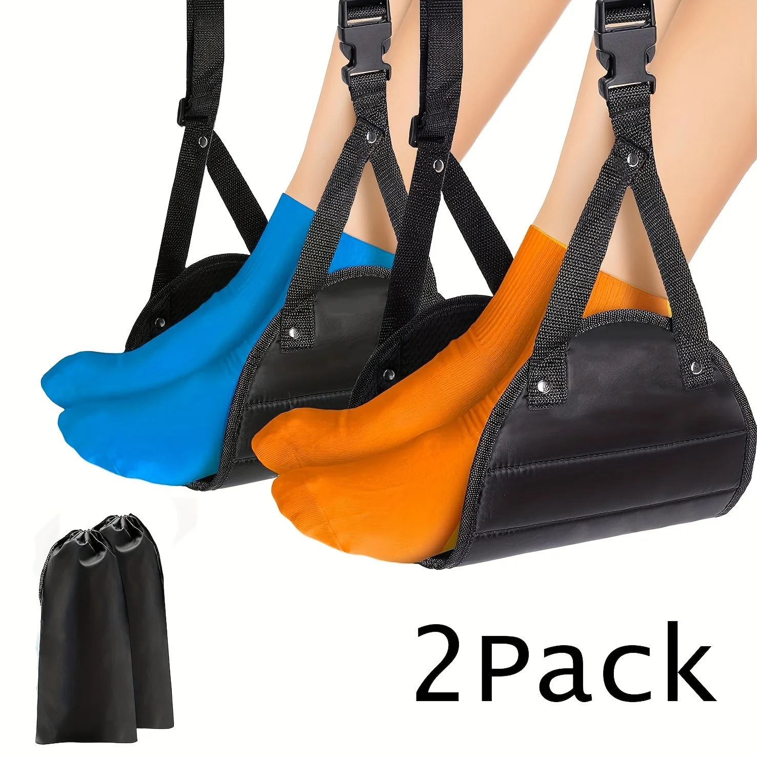 2 ชิ้นเครื่องบินเปลญวนเท้า, เท้า, เครื่องบิน Travel Footrest, เที่ยวบินขาเปลญวนแขวนสลิง, อุปกรณ์เสริมการเดินทางแบบพกพา
