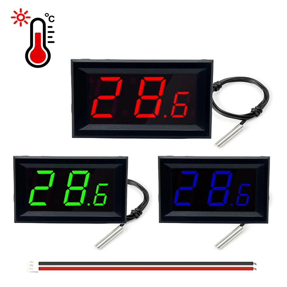 DC 12V Mini LED Kỹ Thuật Số Nhiệt Kế Cho Xe Máy Đo Nhiệt Độ Máy Đo Tốc Phạm Vi Đo-50-110C Với Đầu Đo Nhiệt Độ