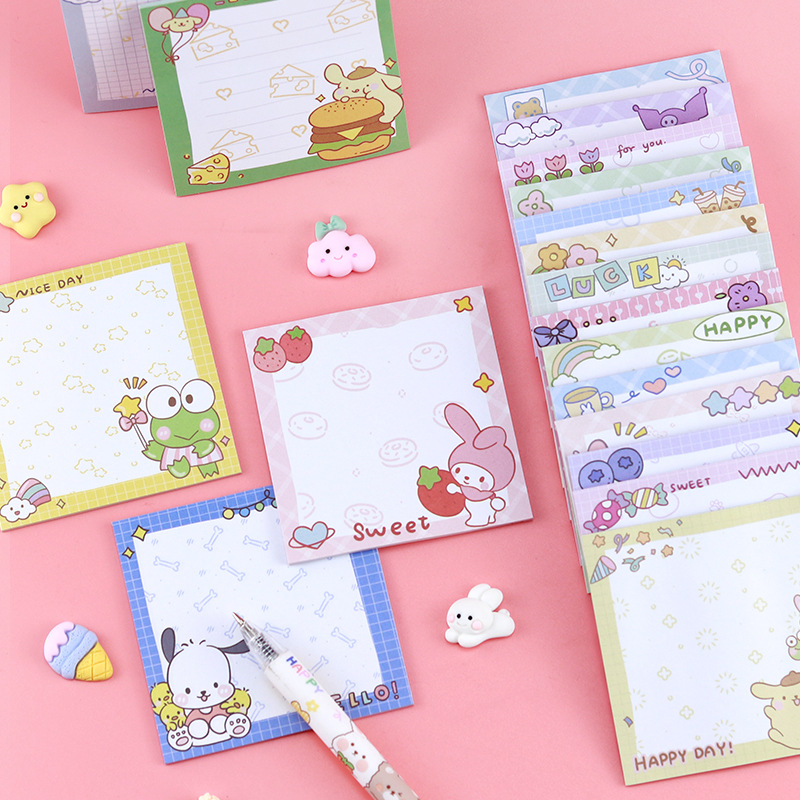80 Vellen Sanrio Memo Pad Sticky Notes Leuke Melodie Pochacco Kuromi Briefpapier Label Notepad Planner Sticker Post Schoolbenodigdheden
